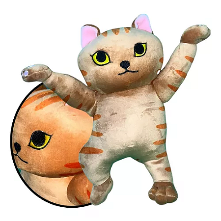 Gato de Pelúcia Marrom Fofinho Realista