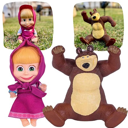 Masha E O Urso Originais Em Vinil Macio E Articulado - Original