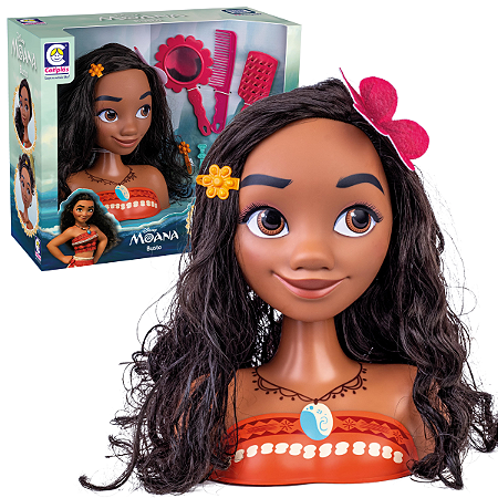 Boneca Busto Da Moana Disney Com Acessórios