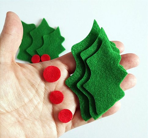 Kit Folhas de natal de feltro recortados a laser para arabesco molduras e guirlandas