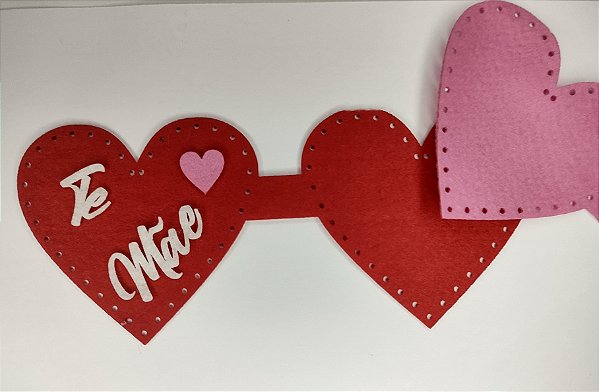 Chaveiro Mãe Te ♥ em feltro arte com feltro-Com marcação de furo