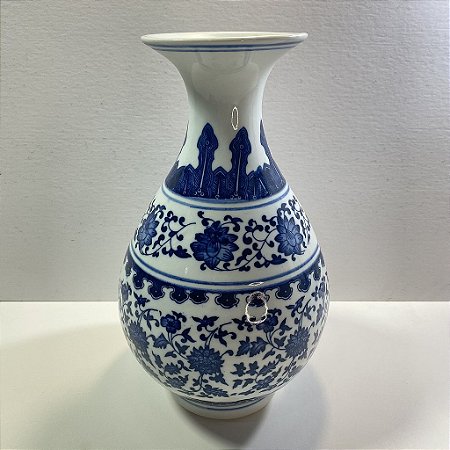 Vaso Decorativo de Cerâmica Azul 29x15cm