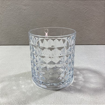 Jogo c/6 Copos de Vidro p/Whisky Modelo Redondo Geométrico