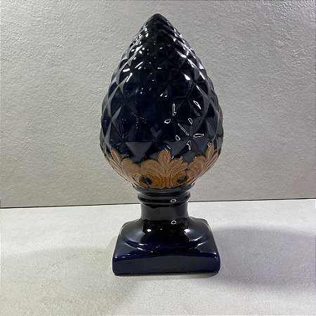 Pinha Decorativa de Cerâmica Azul Escuro