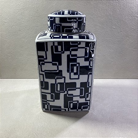 Pote de Cerâmica Decorativo Azul e Branco