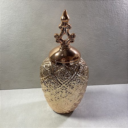Potiche de Cerâmica Mosaico Dourado