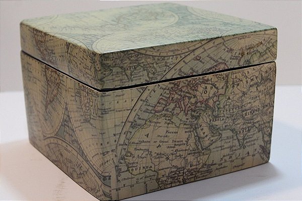 Caixa Decorativa de Cerâmica Mapa