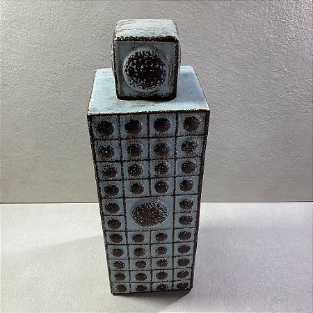 Potiche Decorativo de Cerâmica Marrom / Verde Água