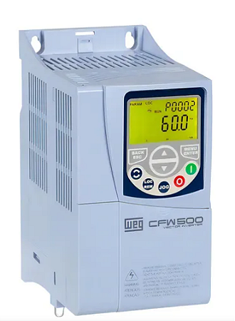 INVERSOR FREQUENCIA WEG 2,0 CV CFW500 - 220VCA MONOF / TRIFASICO - COD CFW500B07P3B2DB20