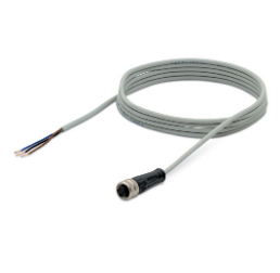 CABO 5 METROS C/ CONECTOR RETO FEMEA M8X1-3 PINOS - COD AMS-3P-5,0M-PVC/M8FR