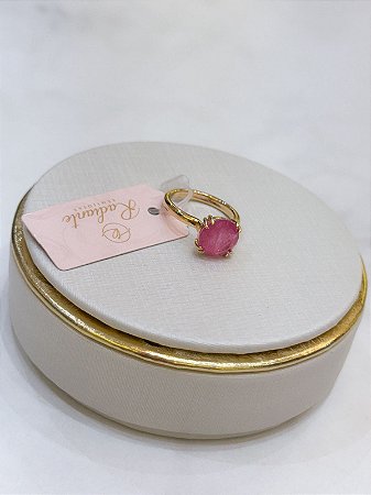 Anel Solitário Pedra Fúcsia Fusion Tam 16