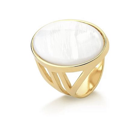 Anel em Madrepérola Retangular Tam 18