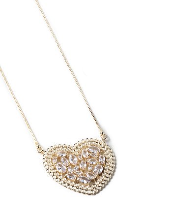 Colar Coração em Pedras Cristais