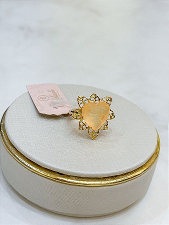 Anel Coração Pedra Fusion yellon