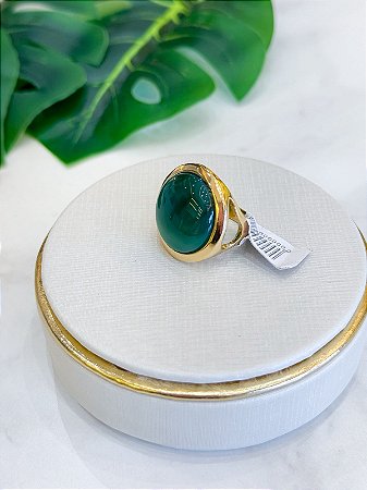 Anel Pedra Natural Ágata Verde Tam 20