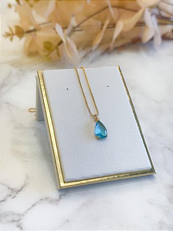 Colar  Pedra Azul Cristal