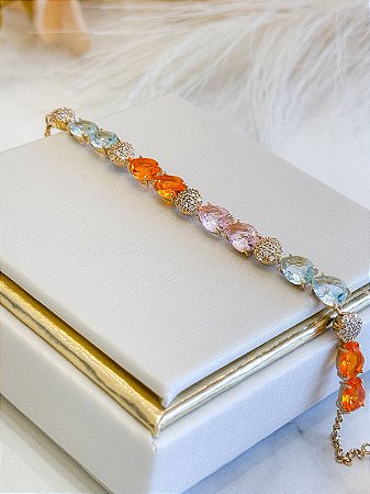 Pulseira Pedras Coloridas com detalhes em Zircônias
