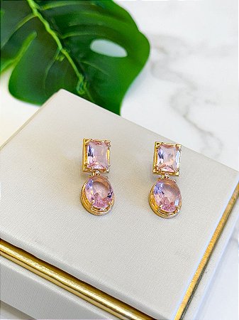 Brinco Rosa Cristal
