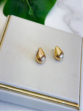 Brinco gota dourado liso