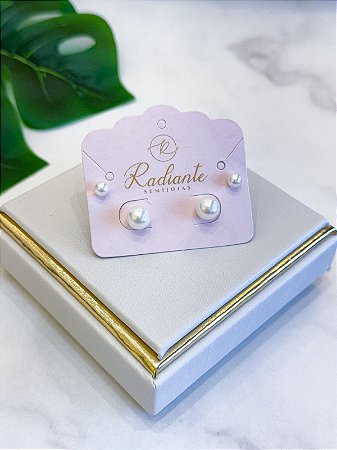 Brinco dupla pérolas