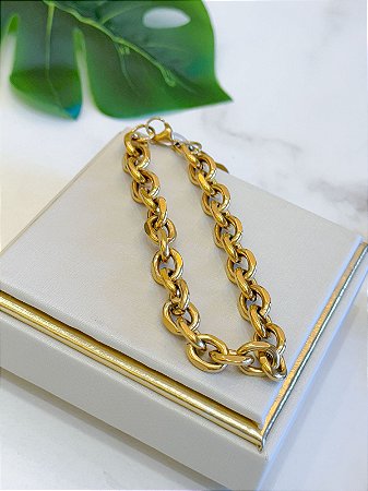 Pulseira dourada elos
