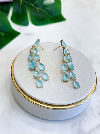 Brinco navetes pedra leitosa desmontável