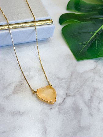 Colar Pedra Fusion Yellow Coração