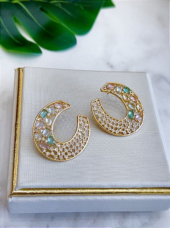 Brinco Pedras Coloridas