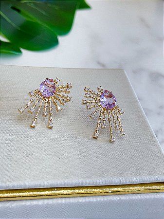 Brinco Orgânico Ametista Cristais