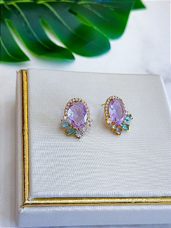 Brinco Oval Amestista