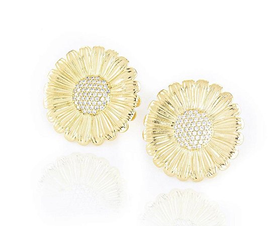 Brinco Flor Cravejado