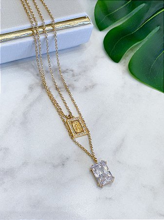 Colar Duplo Nossa Senhora Cristal