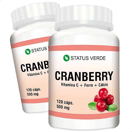 2 Cranberry + Vitamina C + Ferro + Cálcio Kit 240 Cáps 500mg