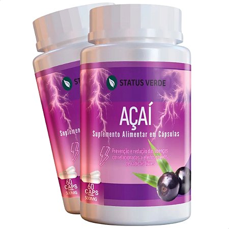 2 Potes Açaí Kit 120 Cáps - Status Verde