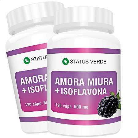 2 Potes Amora Miura + Isoflavona Kit 240 Cáps - Status Verde