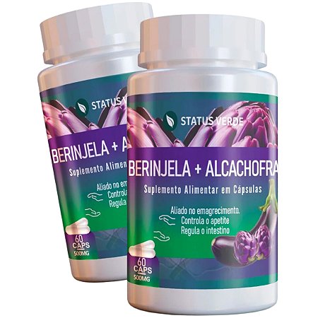 2 Potes Berinjela + Alcachofra Kit 120 Cáps - Status Verde