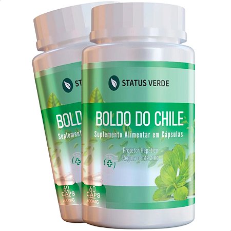 2 Potes Boldo do Chile Kit 120 Cáps - Status Verde