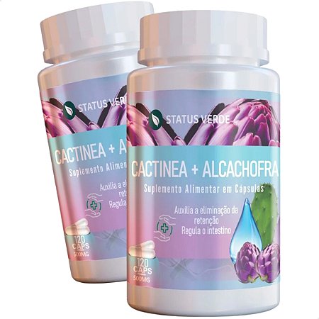 2 Potes Cactinea + Alcachofra Kit 240 Cáps - Status Verde