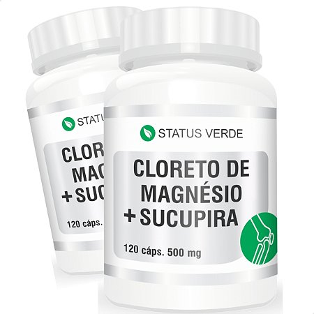 2 Potes Cloreto de Magnésio P.a + Sucupira Kit 240 Cáps - Status Verde