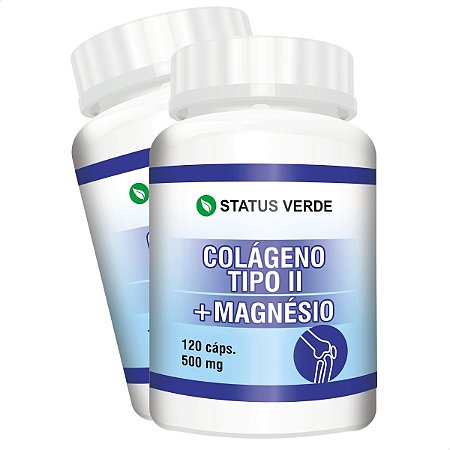 2 Potes Colageno Tipo 2 + Magnésio 120 Cáps - Status Verde