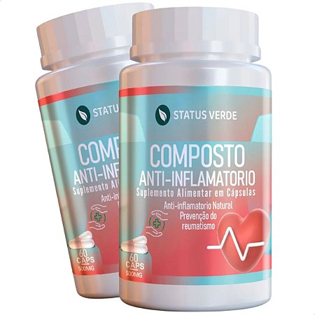 2 Potes Composto Anti-Inflamatório Kit 120 Cáps - Status Verde