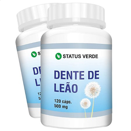 2 Potes Dente De Leão Kit 240 Cáps - Status Verde