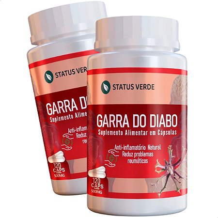 2 Potes Garra do Diabo Kit 240 Cáps - Status Verde