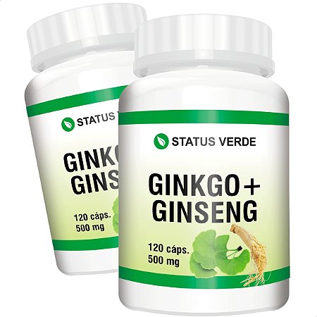 2 Potes Ginkgo Biloba + Ginseng Kit 240 Cáps - Status Verde