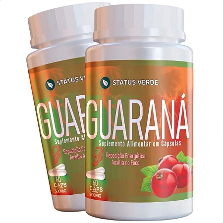 2 Potes Guaraná Kit 120 Cáps - Status Verde