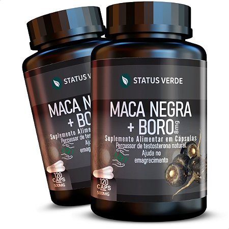 2 Potes Maca Negra + Boro Kit 240 Cáps - Status Verde