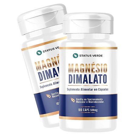 2 Potes Magnésio Dimalato Kit 200 Cáps - Status Verde