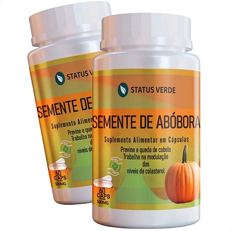 2 Potes Semente de Abóbora 60 Cáps - Status Verde