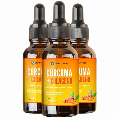 3 Frascos Cúrcuma + Colágeno Kit 90ml - Status Verde