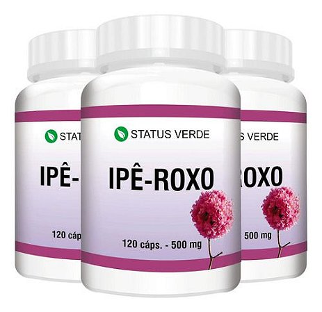 3 Pote Ipê Roxo Kit 360 Cáps - Status Verde